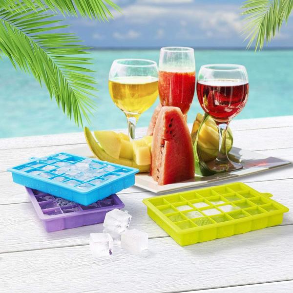 Silicone Ice Cube Tray with 24 Cavities, Flexible Food Grade Ice Cube Mold for Freezer, Reusable Ice Tray for Whiskey, Cocktails, Juice, Chocolate, Candy and Baby Food (1 Pc)