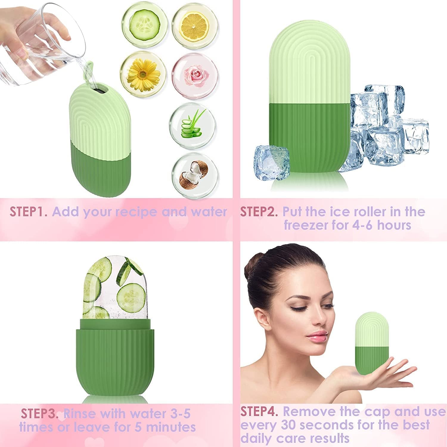 Beauty Ice Roller for Face Massager and Eye Reusable Silicone Facial Roller