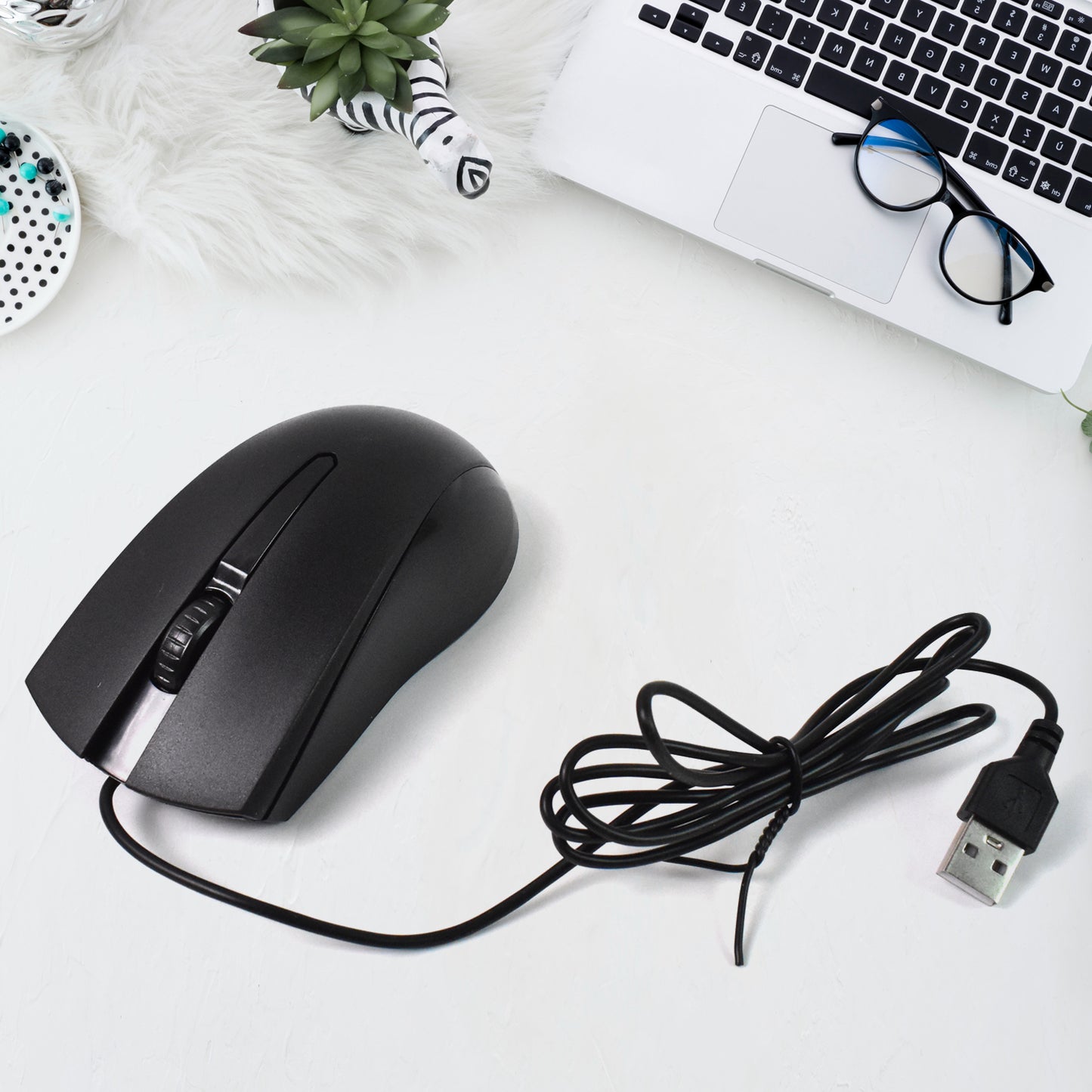 Computer Laptop Wired Optical Mouse X2 USB Ergonomic 1200 DPI Plug and Play Mouse for PC Desktop Office and Home Use (1 Pc)