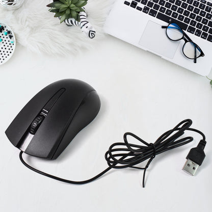 Computer Laptop Wired Optical Mouse X2 USB Ergonomic 1200 DPI Plug and Play Mouse for PC Desktop Office and Home Use (1 Pc)