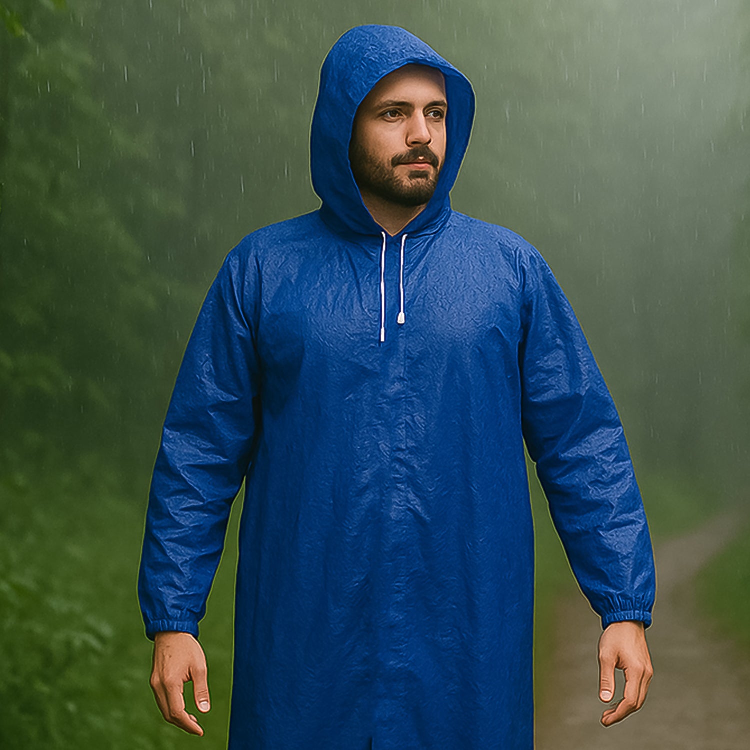 Large Waterproof Hooded Raincoat for Men Lightweight Portable Durable Monsoon Rain Protection Coat for Outdoor and Commute Pack of 1