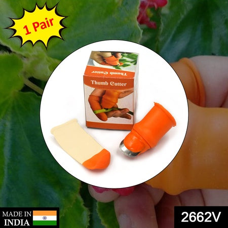1 Pair V Thumb Cutter with Storage Box – Finger Knife Cutter for Vegetable Harvesting, Peeling and Cutting