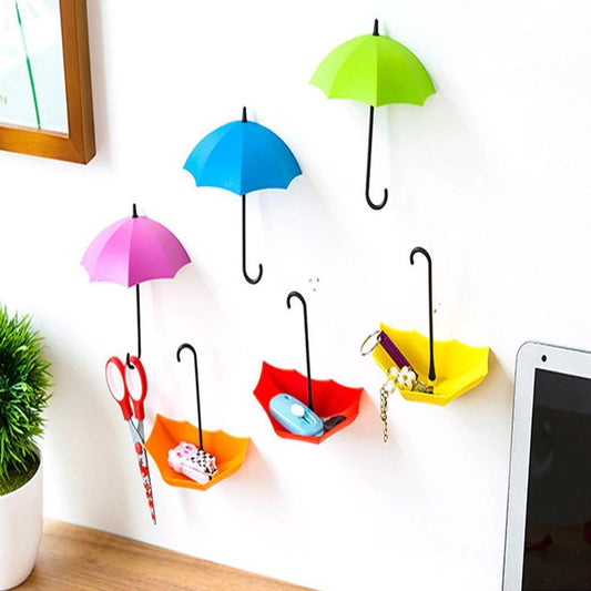 Colourful Umbrella Key Holder | Self-Adhesive Wall Hook & Storage Organizer for Home, Kitchen & Bathroom