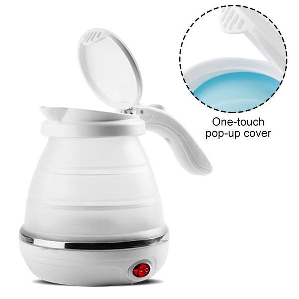 Silicone Foldable Collapsible Electric Water Kettle Camping Travel Boiler Dual Voltage Portable Electric Kettle Fast Boiling Food Grade Silicone