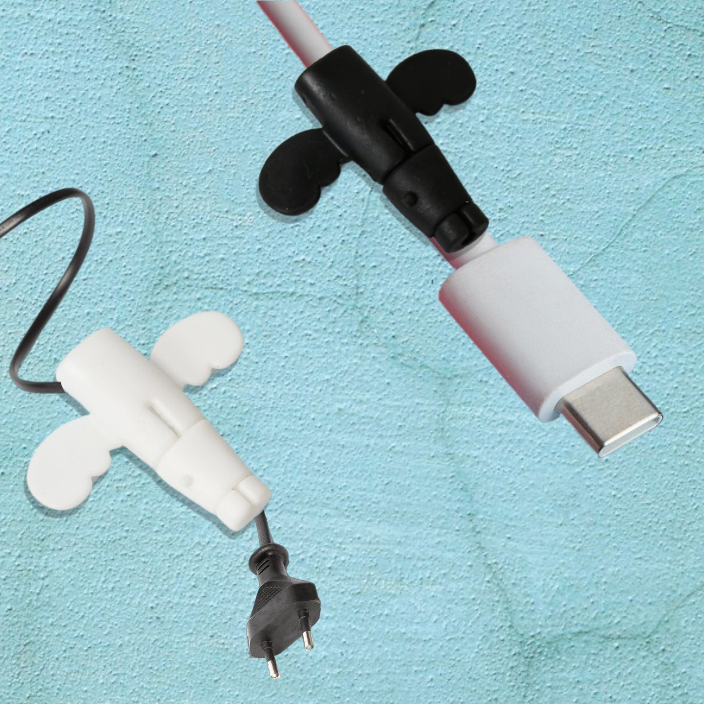 Angel Silicone Data Cable Protector 2 in 1 Cable Saver Cord Protector and Earphone Cable Cover for Mobile Charger USB Data Cables and Headphones (1 Pc)