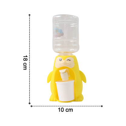 Kids Tabletop Water Dispenser Toy with Cute Character Design Refillable Bottle Manual Tap and Cup Holder for Pretend Play and Hydration Habits