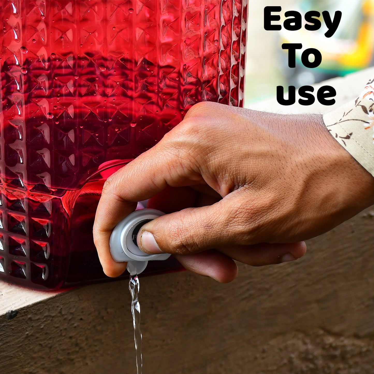 Diamond Cut Design Plastic Water Jug 4500ML Portable Water Dispenser Jug with Handle Push Nozzle Leakproof Wide Mouth Beverage Storage Container