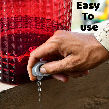 Diamond Cut Design Plastic Water Jug 4500ML Portable Water Dispenser Jug with Handle Push Nozzle Leakproof Wide Mouth Beverage Storage Container