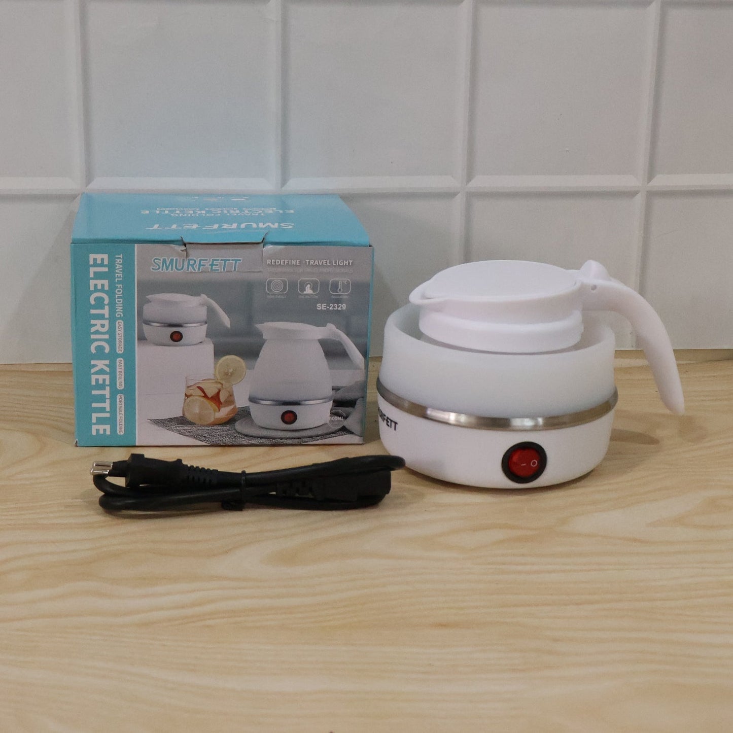 Collapsible Travel Electric Kettle 600ml Foldable Portable Silicone Water Boiler for Tea, Coffee, Milk, Instant Noodles and Hot Water with Detachable Power Cord (1 Pc)