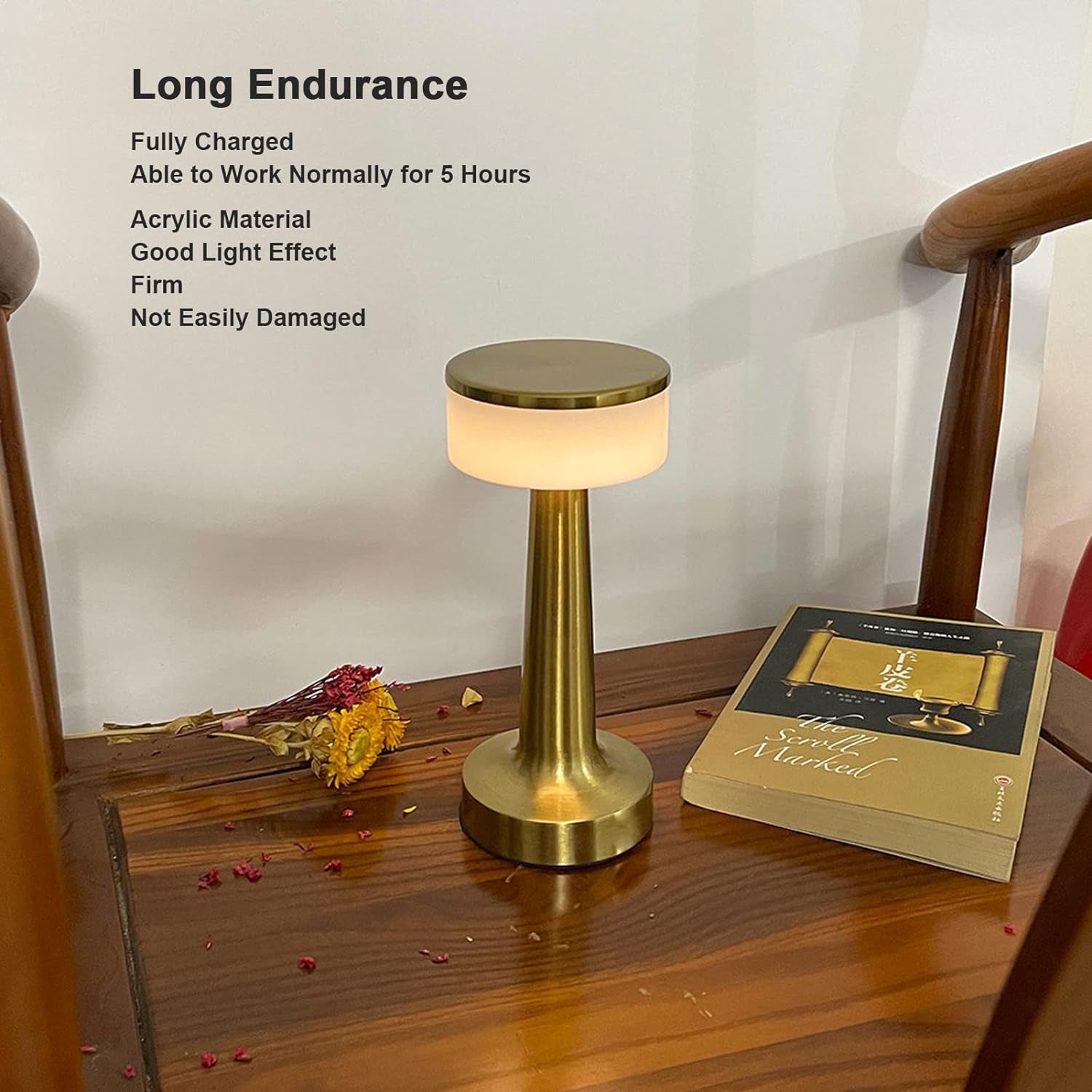 USB Rechargeable Touch Control LED Table Lamp with 3 Color Modes and 3 Brightness Levels Portable Dimmable Metal Desk Lamp for Bedroom Home Office and Restaurant (1 Piece)