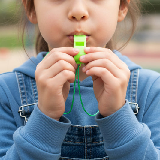Plastic Sports Whistle with Neck Lanyard – Loud Safety Whistle for Referees, Coaches, Training, School Games and Outdoor Activities (1 Pc)