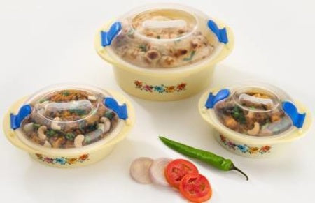 Hot N Fresh Insulated Plastic Casserole Gift Set 3 Pieces Double-Walled Food Storage and Serving Casserole Set
