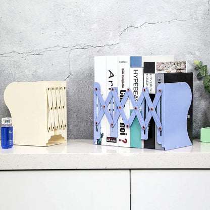Adjustable Expandable Book Organizer Stand with Folding Scissor Design Heavy Duty Book Holder for Study Table Office Desk Home Library and Shelf Organization (1 Pc)