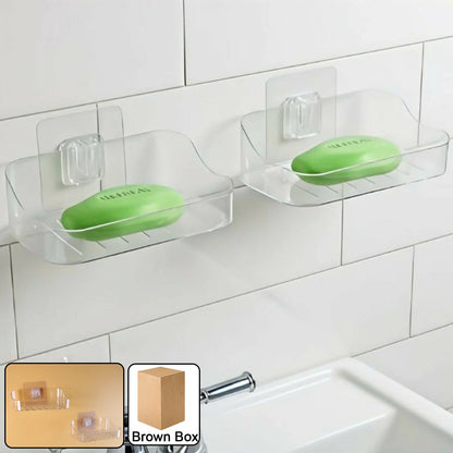 Wall-mounted Transparent Soap Dish Holder Set