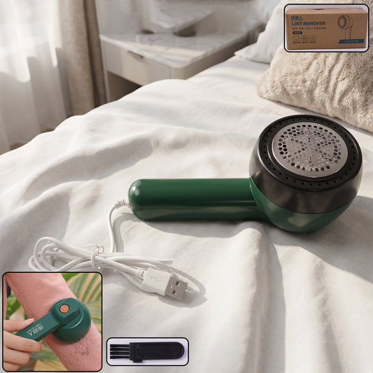USB Powered Electric Lint Remover Rechargeable Fabric Shaver with Cleaning Brush and Charging Cable for Clothes Sweaters Blankets Sofa Covers and Woolen Wear (1 Pc)