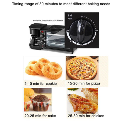 3-in-1 Breakfast Maker with Toaster Oven, Grill Pan and Coffee Maker – Portable All-in-One Breakfast Station for Quick Morning Meals