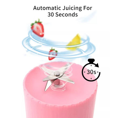 Portable Blender Juicer – 6 Blades | Wireless USB Charging | Mini Smoothie Maker (420ML, Multicolor)