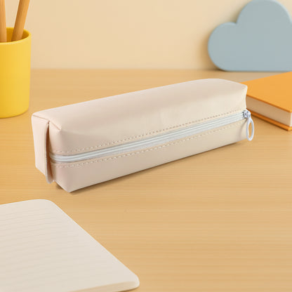 Slim PU Leather Pencil Pouch - (1 Pc) Soft Zippered Stationery Case with Ring Pull | Lightweight, Spill-Resistant & Multi-Purpose