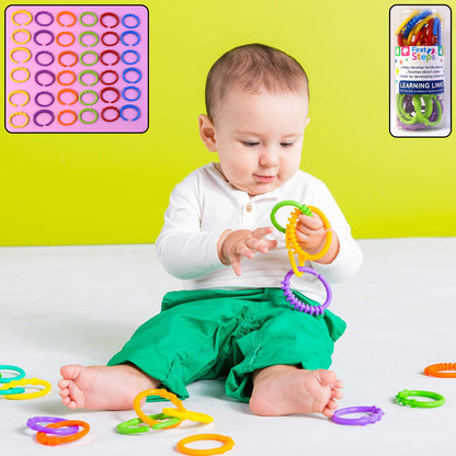36 Piece Baby Learning Links Educational Toy Set Colorful Interlocking Rings for Early Development Sensory Play Motor Skill Building and Safe Baby Activity Playtime