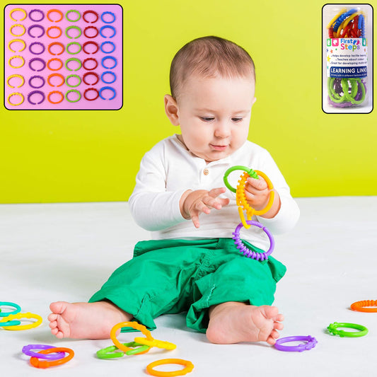 36 Piece Baby Learning Links Educational Toy Set Colorful Interlocking Rings for Early Development Sensory Play Motor Skill Building and Safe Baby Activity Playtime
