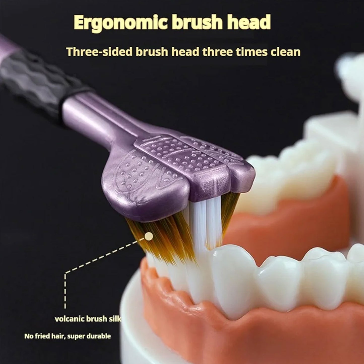 3 Sided Toothbrush Soft Bristle Manual Toothbrush with 360 Degree Cleaning Head for Adults Children and Youth (2 Pcs)