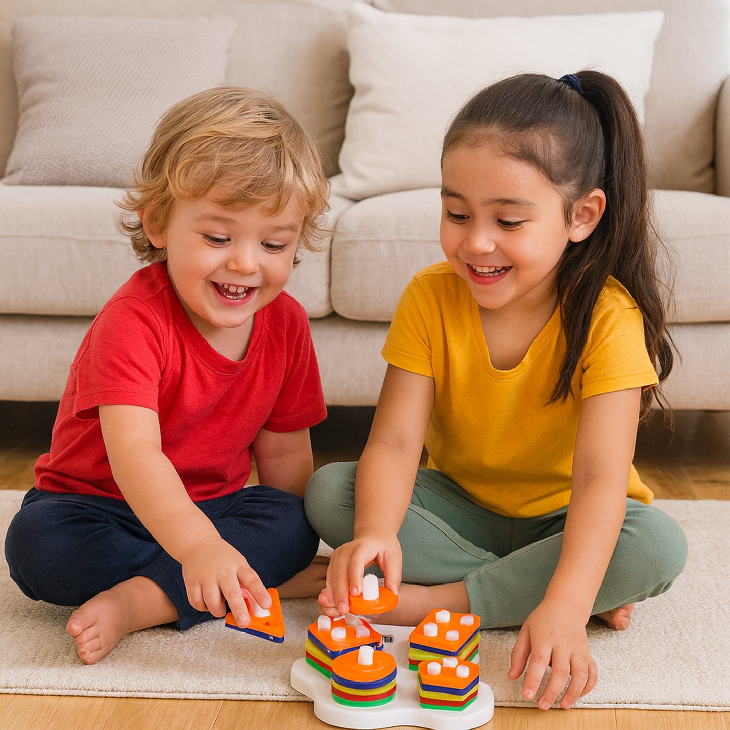 Geometric Stacking Sorter Puzzle Toy – Educational Shape Sorting and Stacking Toy for Toddlers | Develops Cognitive Skills and Fine Motor Skills