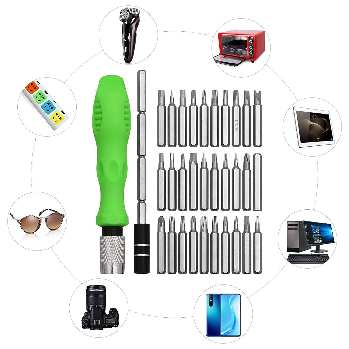 32 In 1 Mini Screwdriver Bits Set With Magnetic Flexible Extension Rod