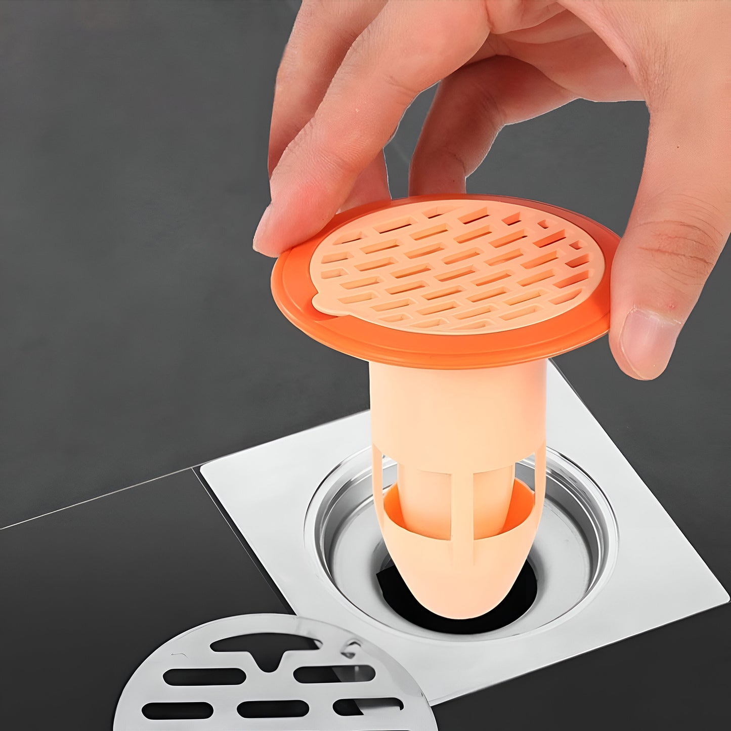 Bathroom & Kitchen Floor Drain Cover with Built-In Hair Catcher – Anti-Clogging Plastic Drain Strainer for Washbasin, Shower & Sink Outlet (1 Pc)