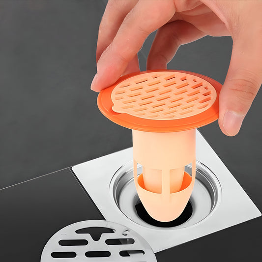 Bathroom & Kitchen Floor Drain Cover with Built-In Hair Catcher – Anti-Clogging Plastic Drain Strainer for Washbasin, Shower & Sink Outlet (1 Pc)