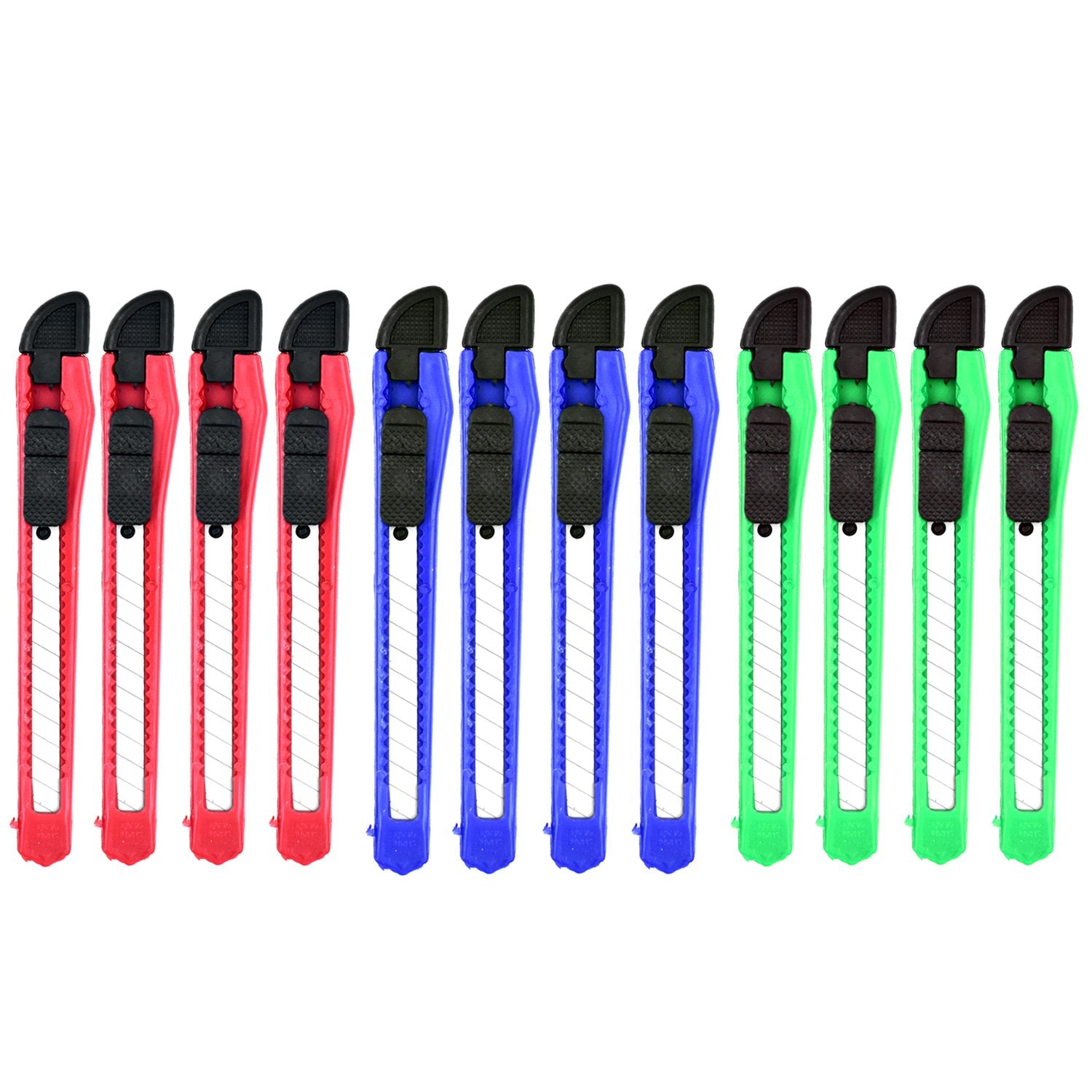 Heavy Duty Paper Cutter Knife | Retractable Utility Cutter with Sharp Snap-Off Blade | Multipurpose Stationery and Craft Cutting Tool for Office, Home, School and DIY (12pcs)