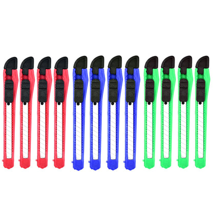 Heavy Duty Paper Cutter Knife | Retractable Utility Cutter with Sharp Snap-Off Blade | Multipurpose Stationery and Craft Cutting Tool for Office, Home, School and DIY (12pcs)