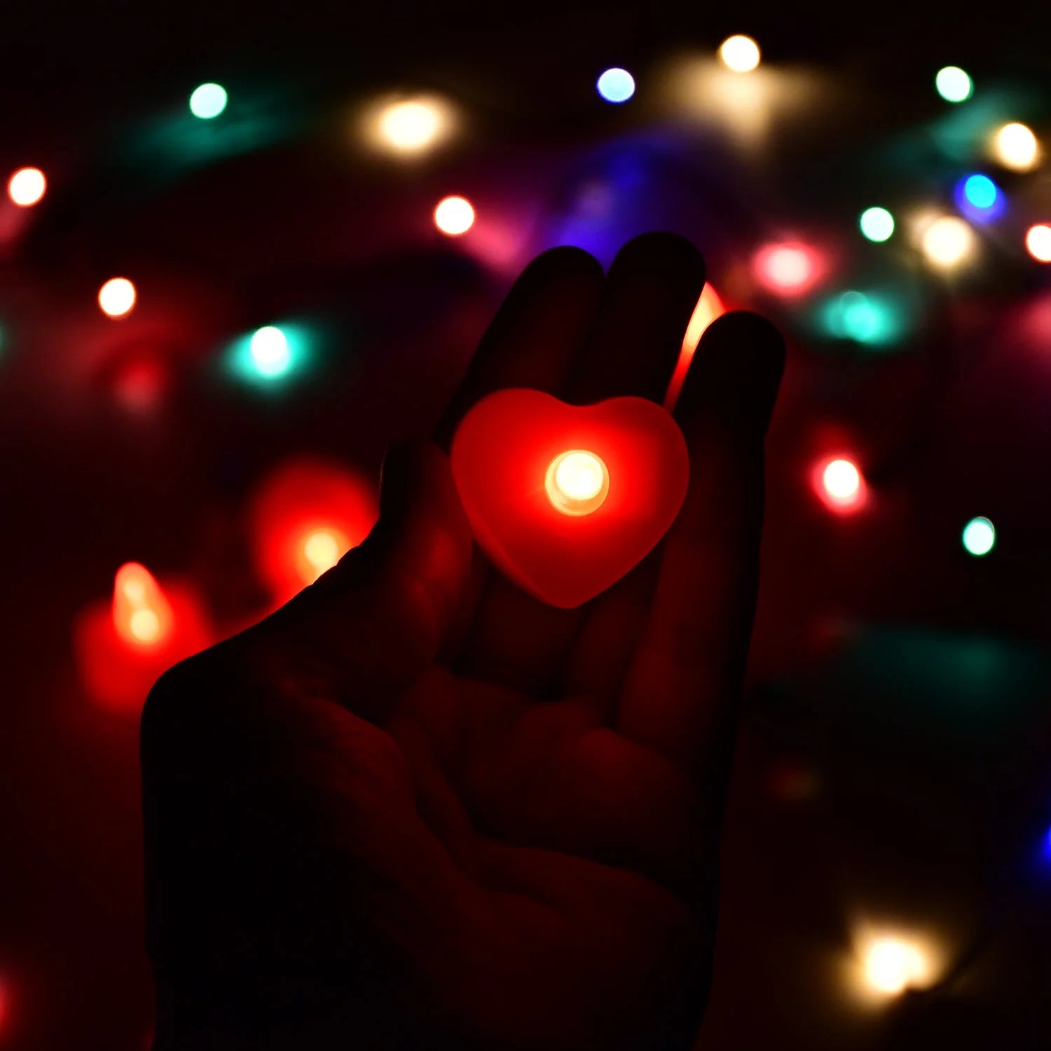 LED Heart Shape Flameless Tea Light Candles Multi Color Battery Operated Decorative Diya Lights for Diwali Navratri Wedding Home Decoration Pack of 12