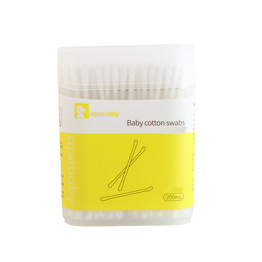 Premium Ultra-Soft Baby Cotton Swabs 200 Pc – Double-Tip Safety Design for Gentle Ear, Nose & Skin Cleaning | Baby-Safe Daily Care Box