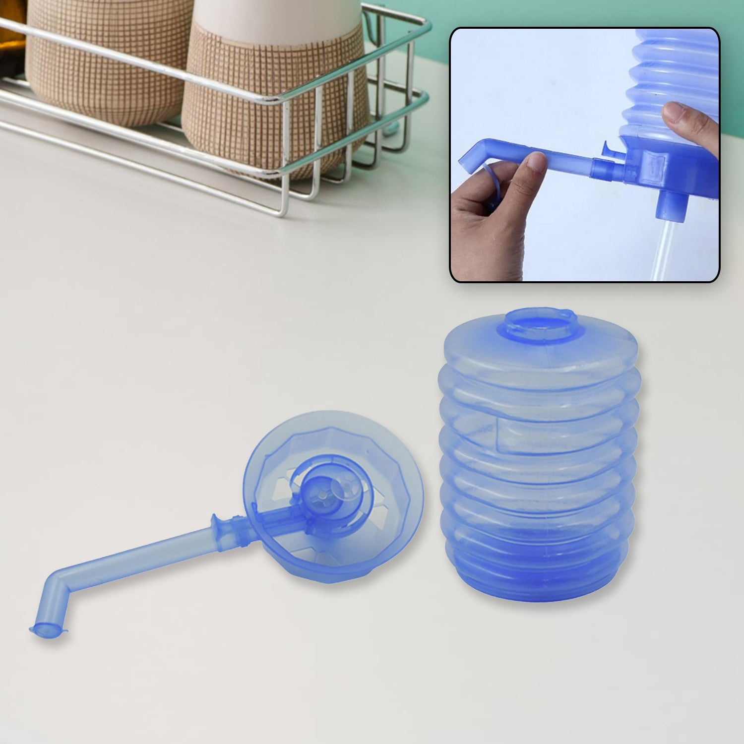 Hand Press Manual Drinking Water Pump Dispenser for Water Cans Portable Household Water Pressure Pump with Universal Bottle Adapter (1 Piece)