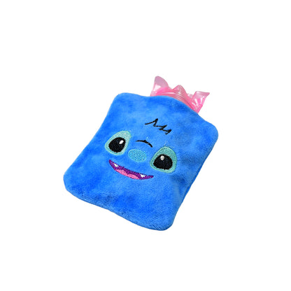 Blue Stitch Small Hot Water Bag with Soft Cover – Portable Natural Rubber Heat Therapy Bottle for Pain Relief, Menstrual Cramps, Neck, Shoulder, Back and Hand Warmer