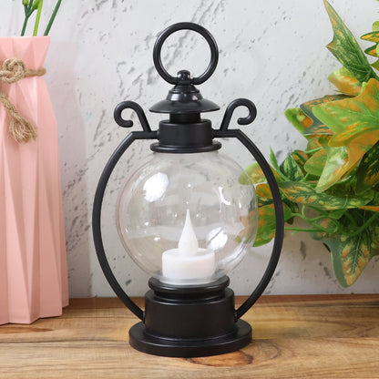 LED Storm Lantern Decorative Light Vintage Style Battery Operated Flickering Flame Candle Lamp for Home, Diwali, Christmas and Festive Decoration (1 Pc)