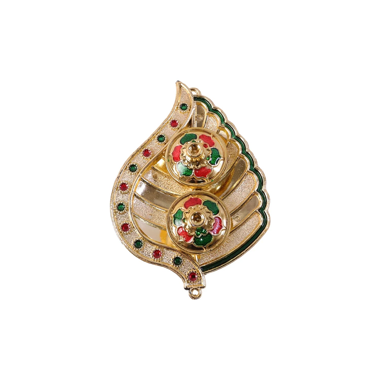 Shankh Shaped Kankavati Kumkum Holder, Decorative Golden Roli Chawal Box with Lidded Containers for Puja, Tilak, Home Temple and Festive Rituals (1 Pc)