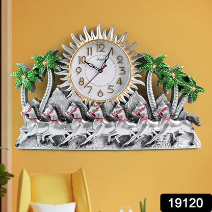 Mauli Designer Horse Theme Wall Clock Premium Analog Round Wall Clock Silent Quartz Decorative Wall Clock for Living Room, Office and Home Décor