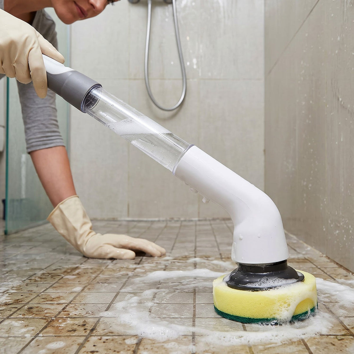 Multi Function Plastic Cleaning Brush Set with Long Handle and Interchangeable Heads for Bathroom, Kitchen and Home