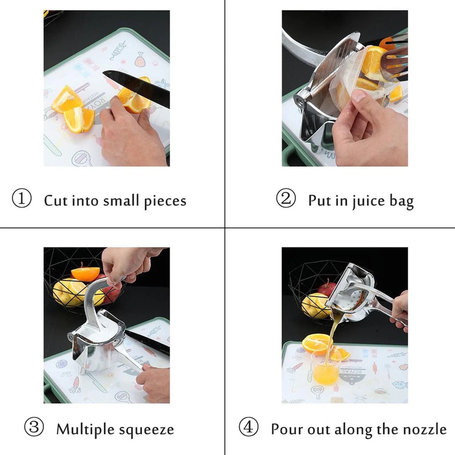 Manual Aluminium Fruit Press Juicer Citrus Lemon Orange Squeezer Hand Press Juicer with Filter Bags and PP Liner Pack of 1