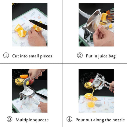 Manual Aluminium Fruit Press Juicer Citrus Lemon Orange Squeezer Hand Press Juicer with Filter Bags and PP Liner Pack of 1