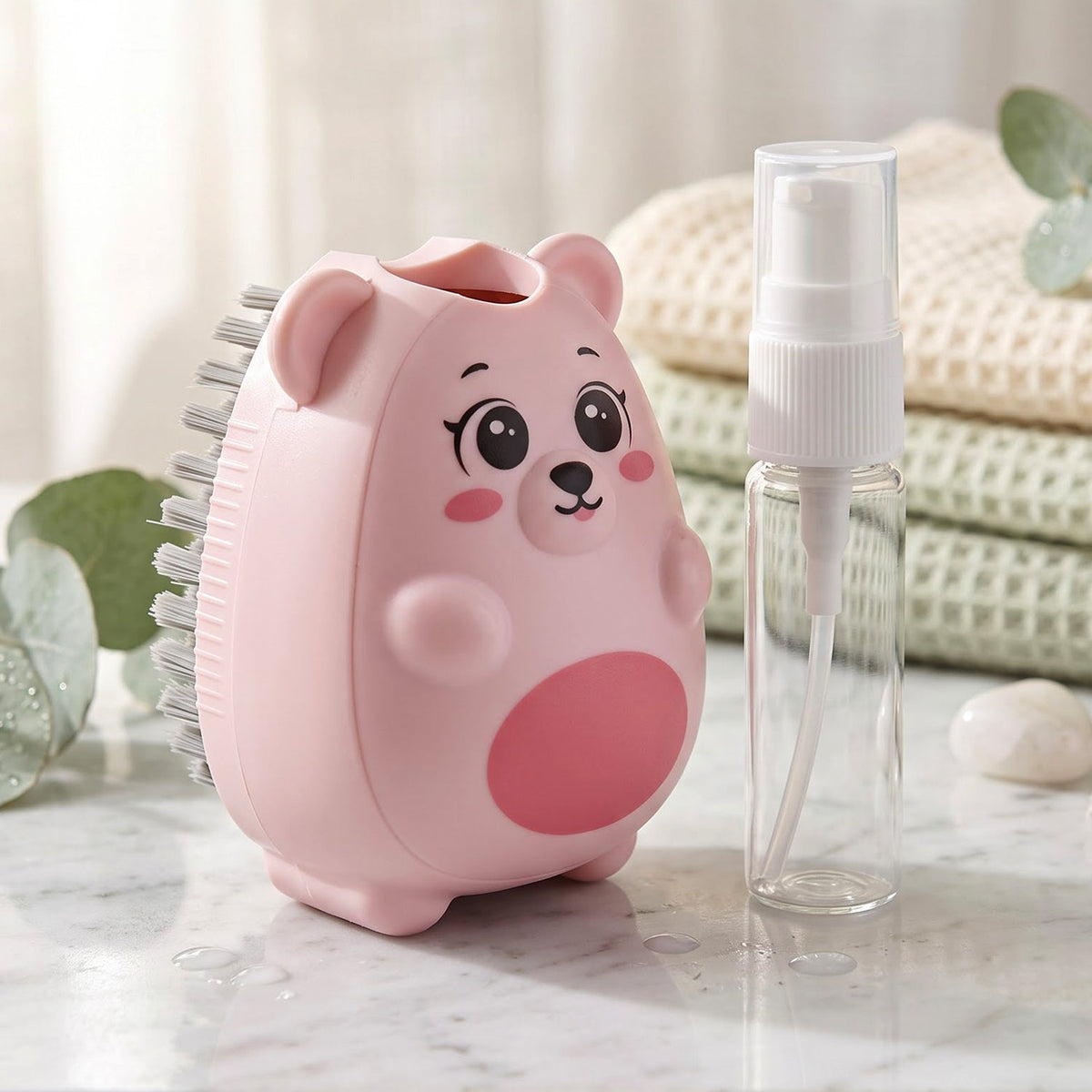 2 in 1 Plastic Soap Dispenser Cleaning Brush with Liquid Holder and Firm Bristles