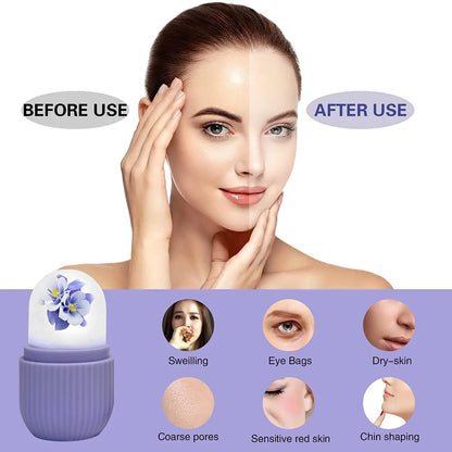 Beauty Ice Roller for Face Massager and Eye Reusable Silicone Facial Roller Purple Color