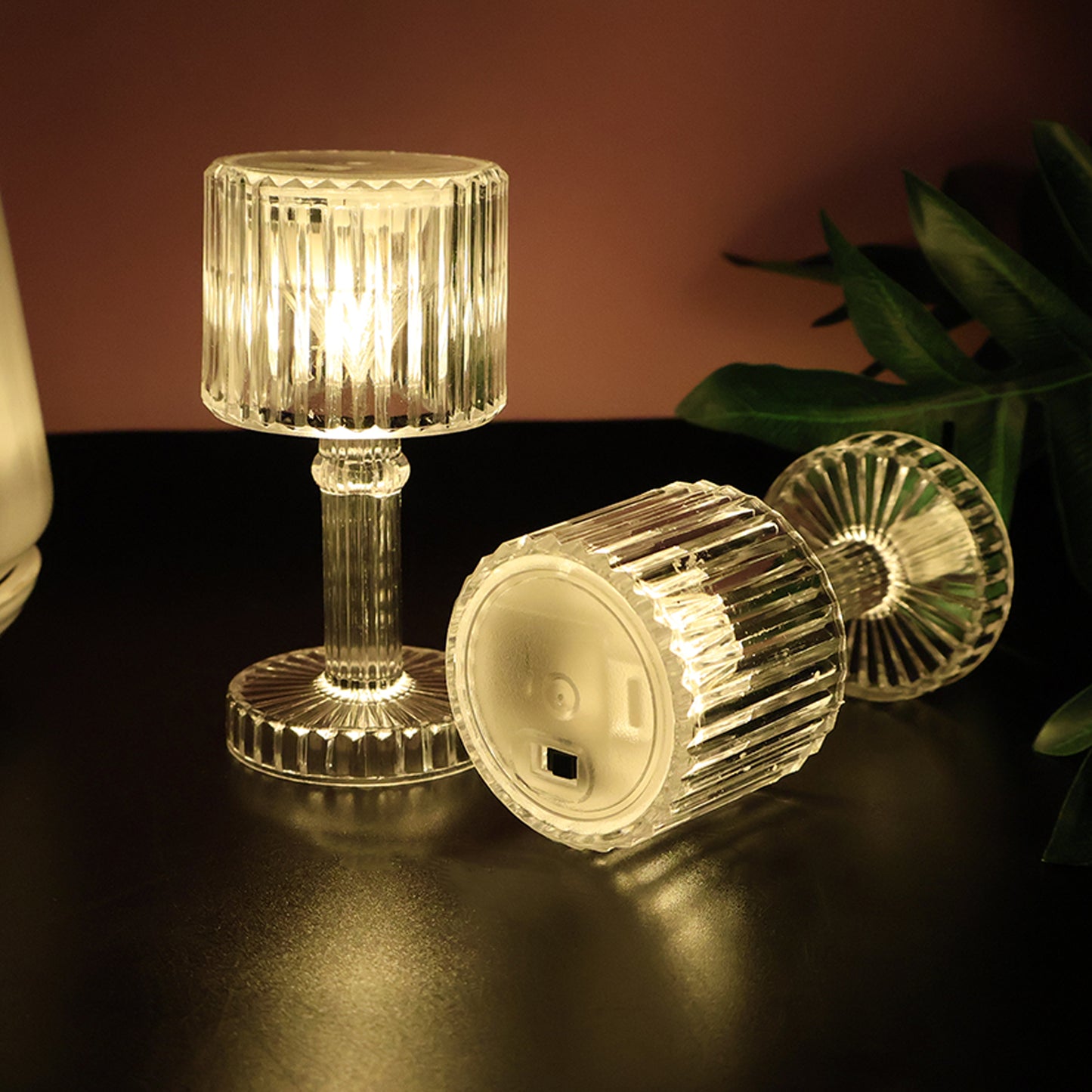 Set of 6 LED Crystal Effect Table Lamps Battery Operated Decorative Mini Desk Lights for Home Restaurants Weddings Festive Decor Diwali Table Centerpiece Lights