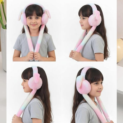 Soft Plush Winter Earmuffs for Kids with Long Hanging Straps, Comfortable Noise-Shielding Ear Covers for Cold Weather Outdoor Use & Daily Wear (1 Pc)
