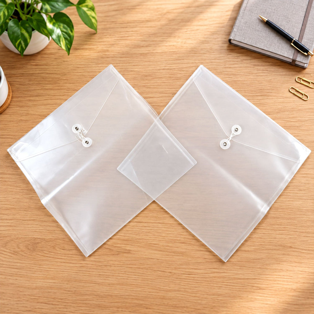 Plastic Document File Folder with String Closure, Translucent Expandable Envelope File Organizer for Documents, Certificates, Bills and Home Paperwork