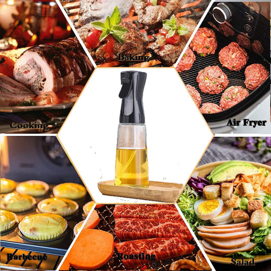 Glass Premium Oil Spray Bottle 300 ml Fine Mist Oil Sprayer Dispenser for Cooking Vinegar Water Air Fryer BBQ Baking and Salad (1 Pc)