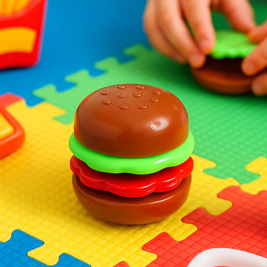 Mini Burger Shaped Toy for Kids – Fun Pretend Play Food Set for Kitchen Role Play, Early Learning and Imaginative Games – Durable Plastic Educational Toy for Toddlers and Preschoolers – Safe, Colorful and Lightweight (1 Pc)