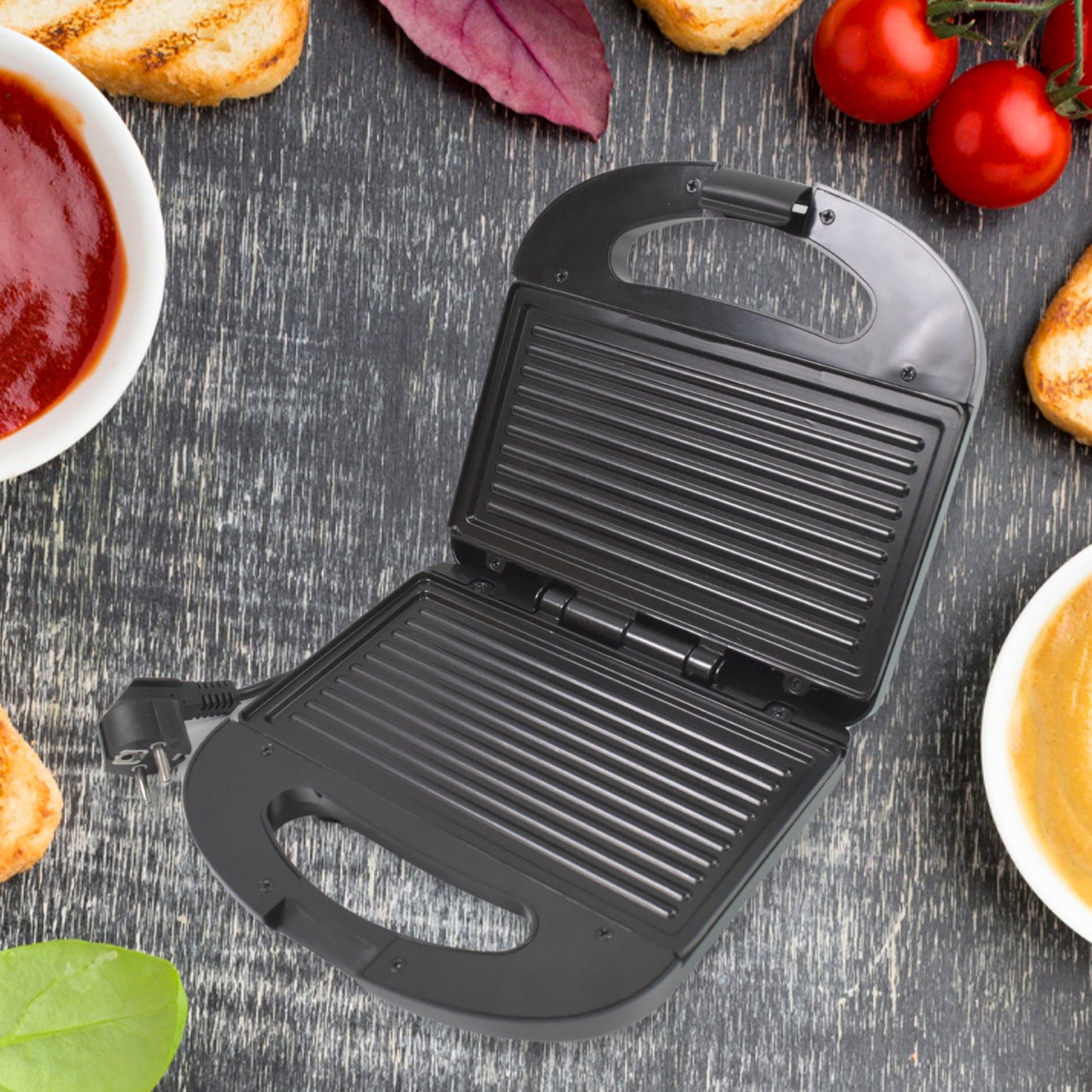 Electric Non-Stick Sandwich Maker – Compact Grill Toaster with Indicator Lights and Cool Touch Handle for Quick Breakfast and Snacks