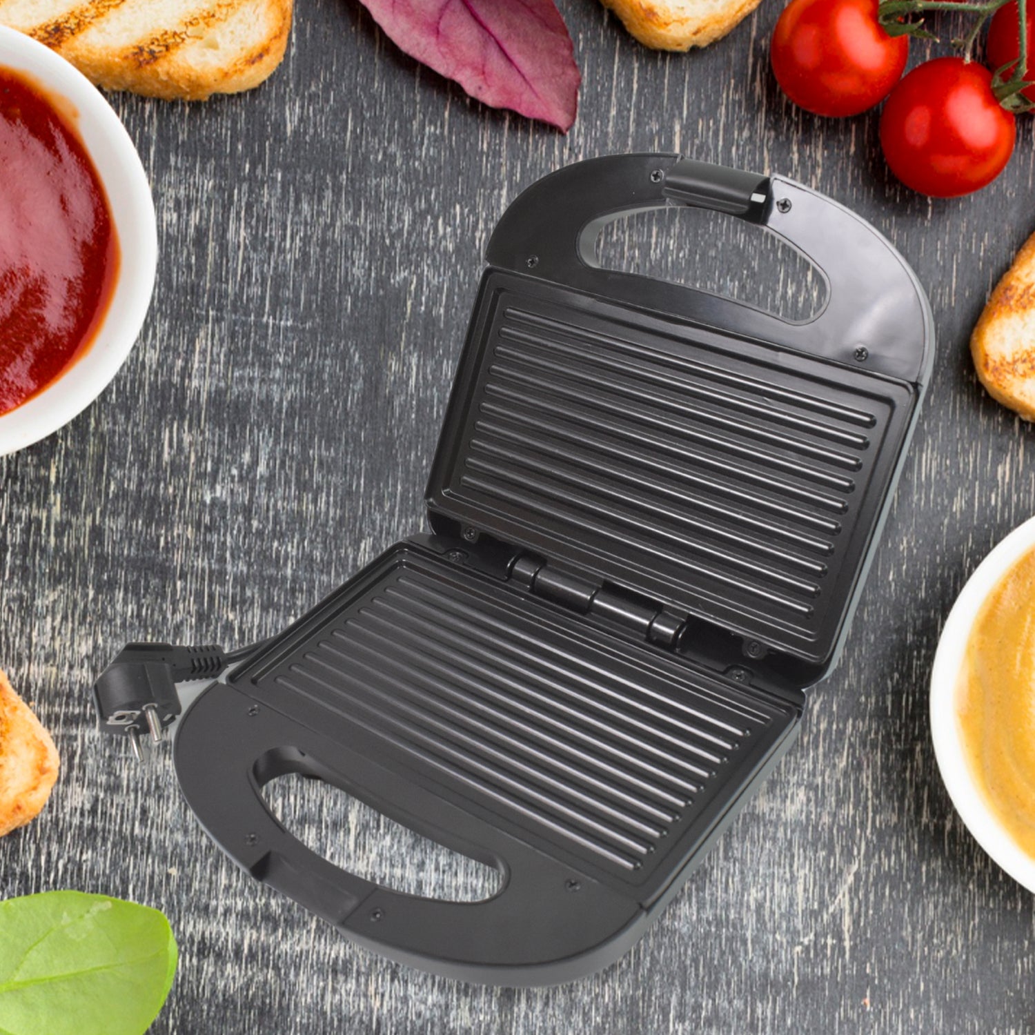 Electric Non-Stick Sandwich Maker – Compact Grill Toaster with Indicator Lights and Cool Touch Handle for Quick Breakfast and Snacks